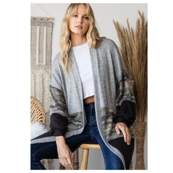 🔥$5🔥CAMO PRINT CARDIGAN-OPEN FRONT-NEW - Picture 2 of 5